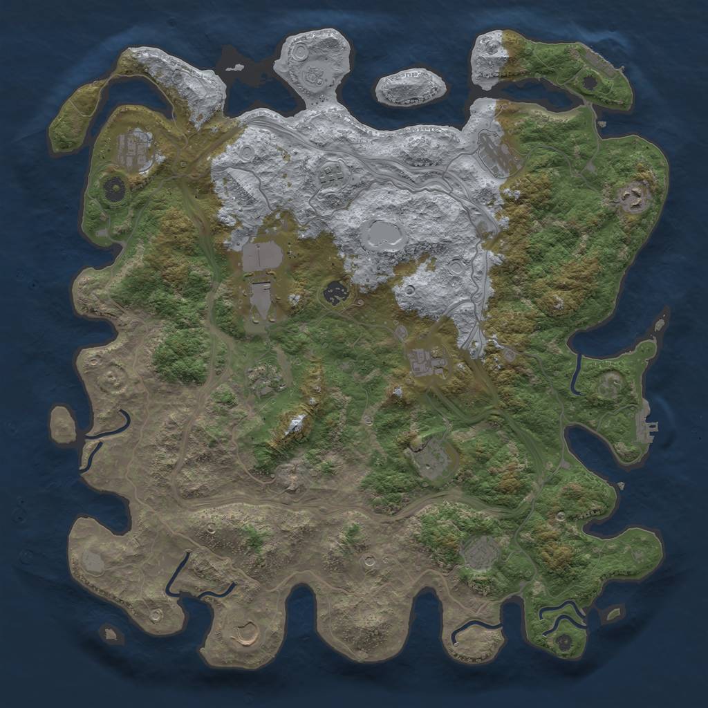 Rust Map: Procedural Map, Size: 4500, Seed: 1253878552, 20 Monuments