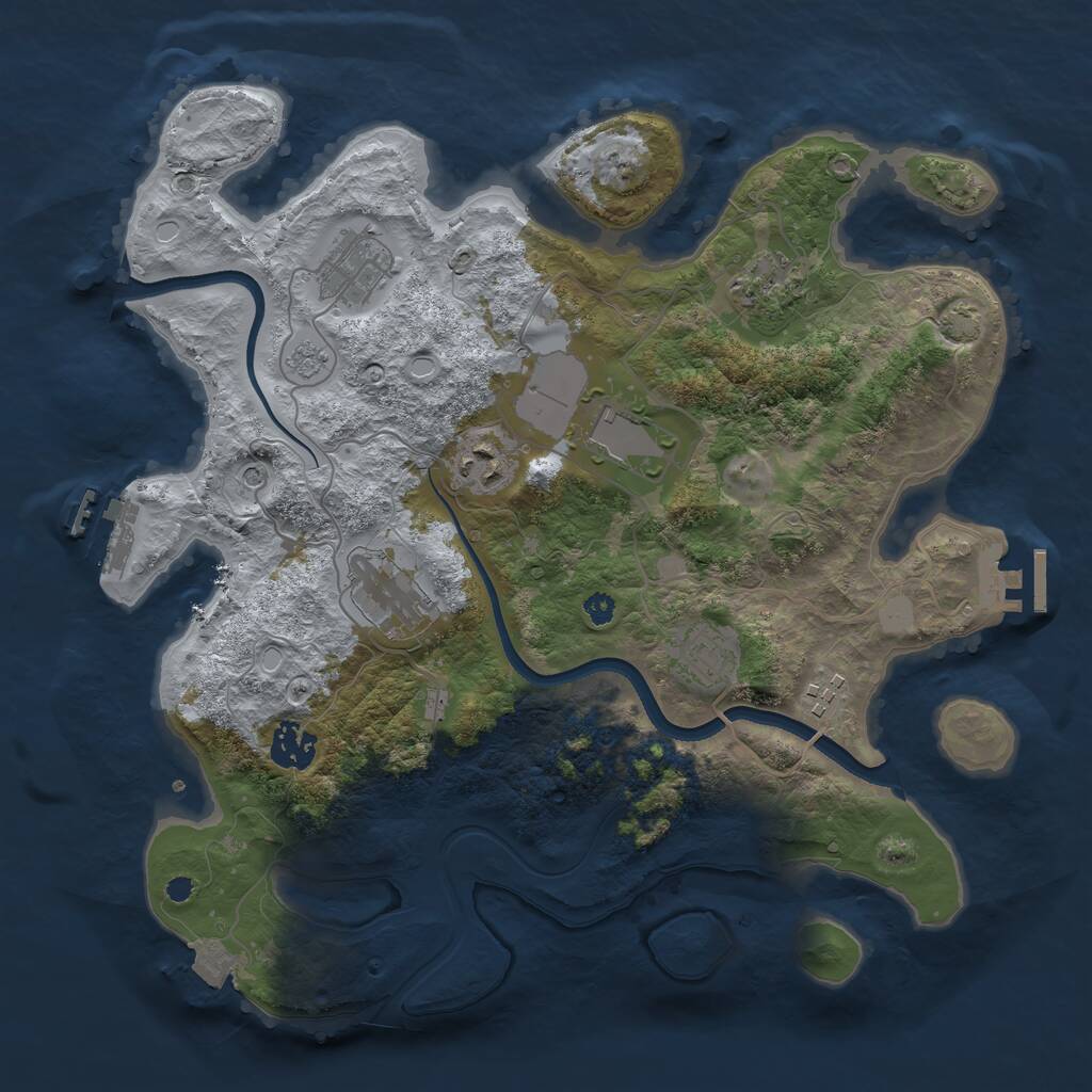 Rust Map: Procedural Map, Size: 3500, Seed: 28411, 14 Monuments