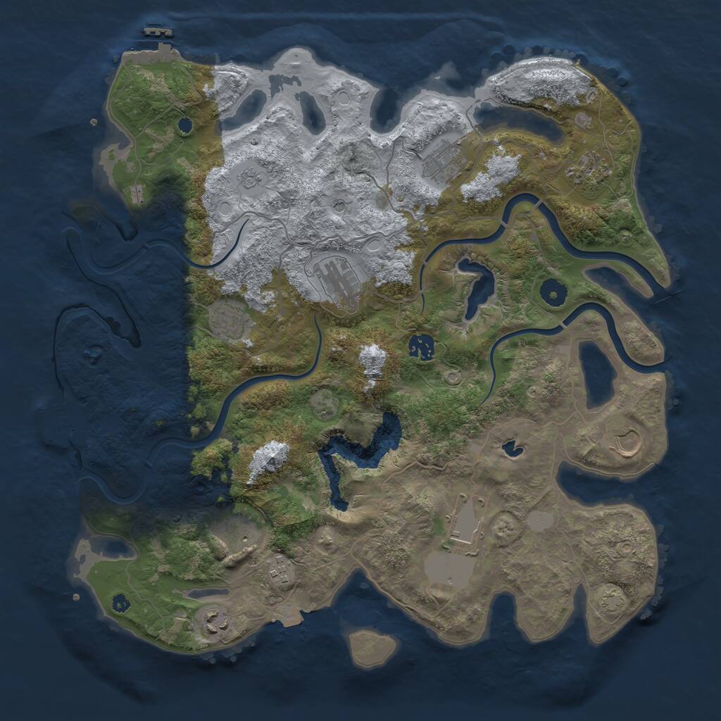 Rust Map: Procedural Map, Size: 4000, Seed: 1895465, 16 Monuments