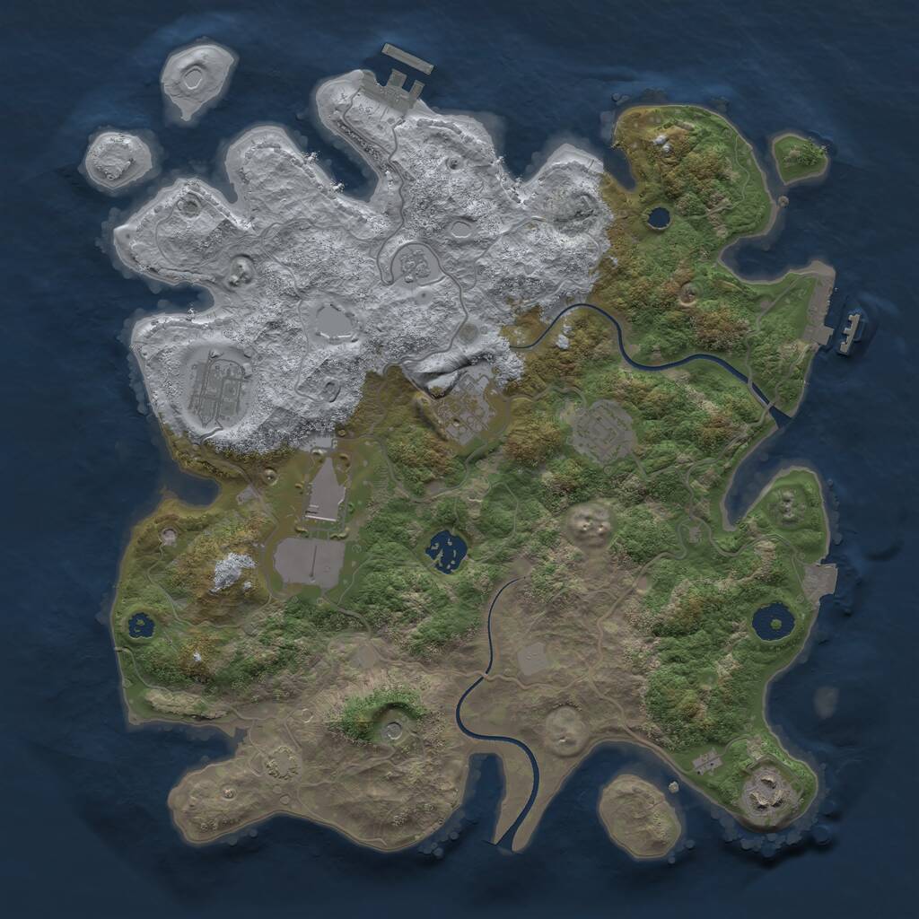 Rust Map: Procedural Map, Size: 3500, Seed: 22699453, 12 Monuments
