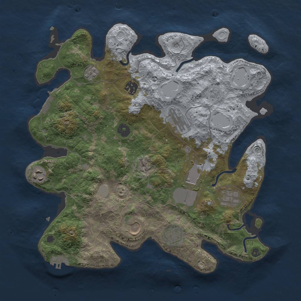 Rust Map: Procedural Map, Size: 3500, Seed: 809696127, 17 Monuments