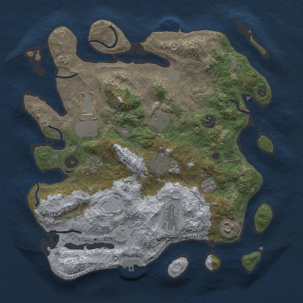 Rust Map: Procedural Map, Size: 3500, Seed: 799233610, 17 Monuments