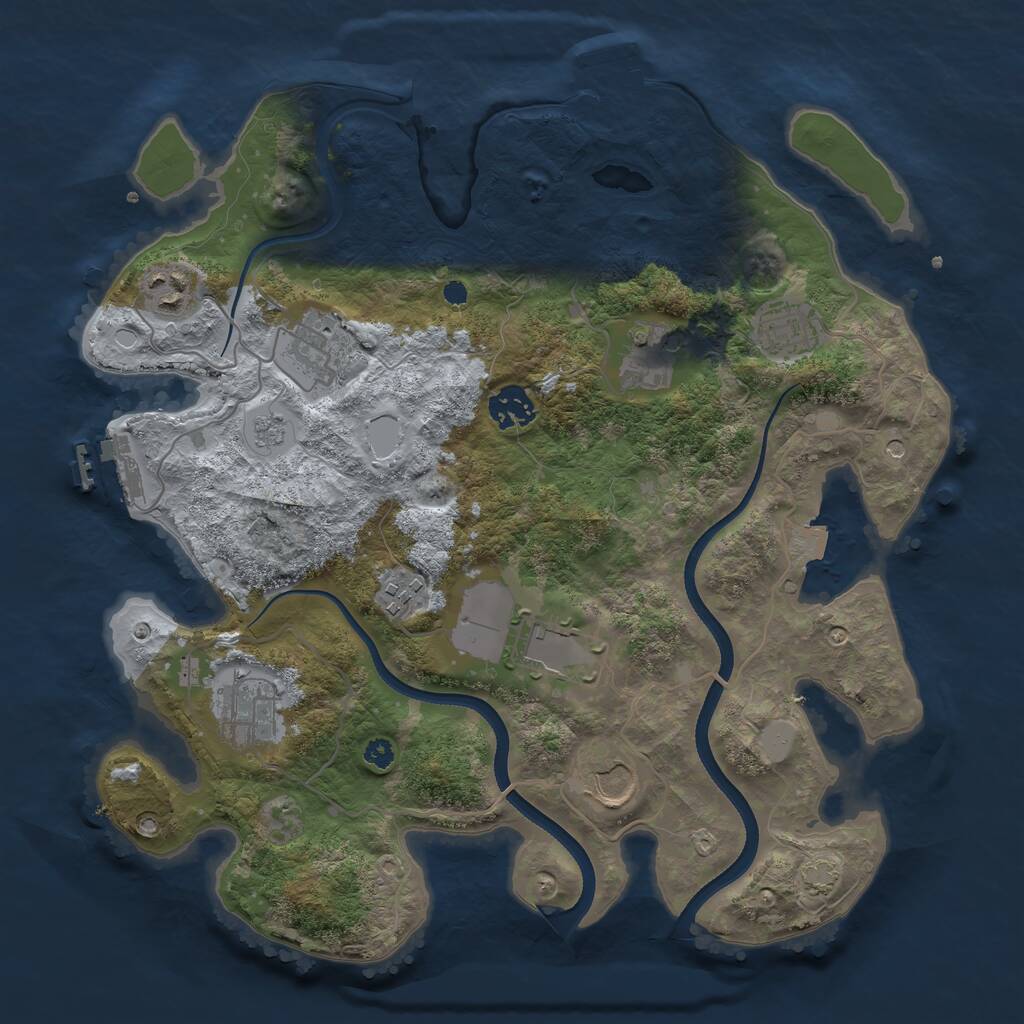 Rust Map: Procedural Map, Size: 3500, Seed: 1970214691, 15 Monuments