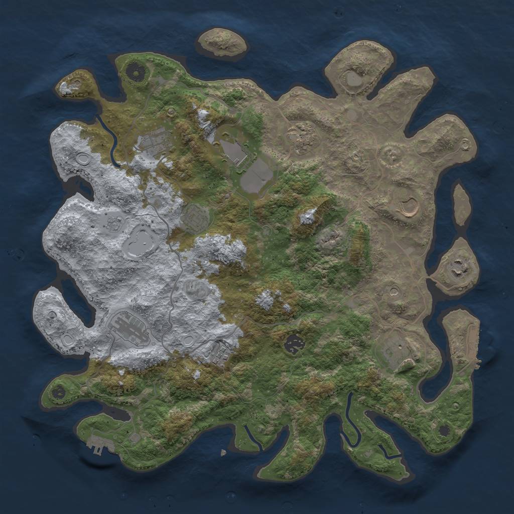 Rust Map: Procedural Map, Size: 4000, Seed: 708353318, 19 Monuments
