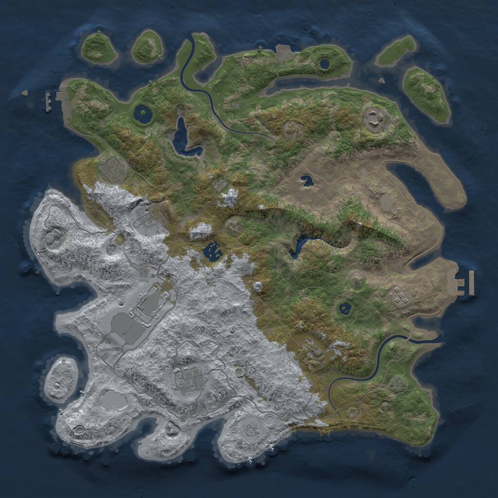 Rust Map: Procedural Map, Size: 4000, Seed: 722723535, 14 Monuments