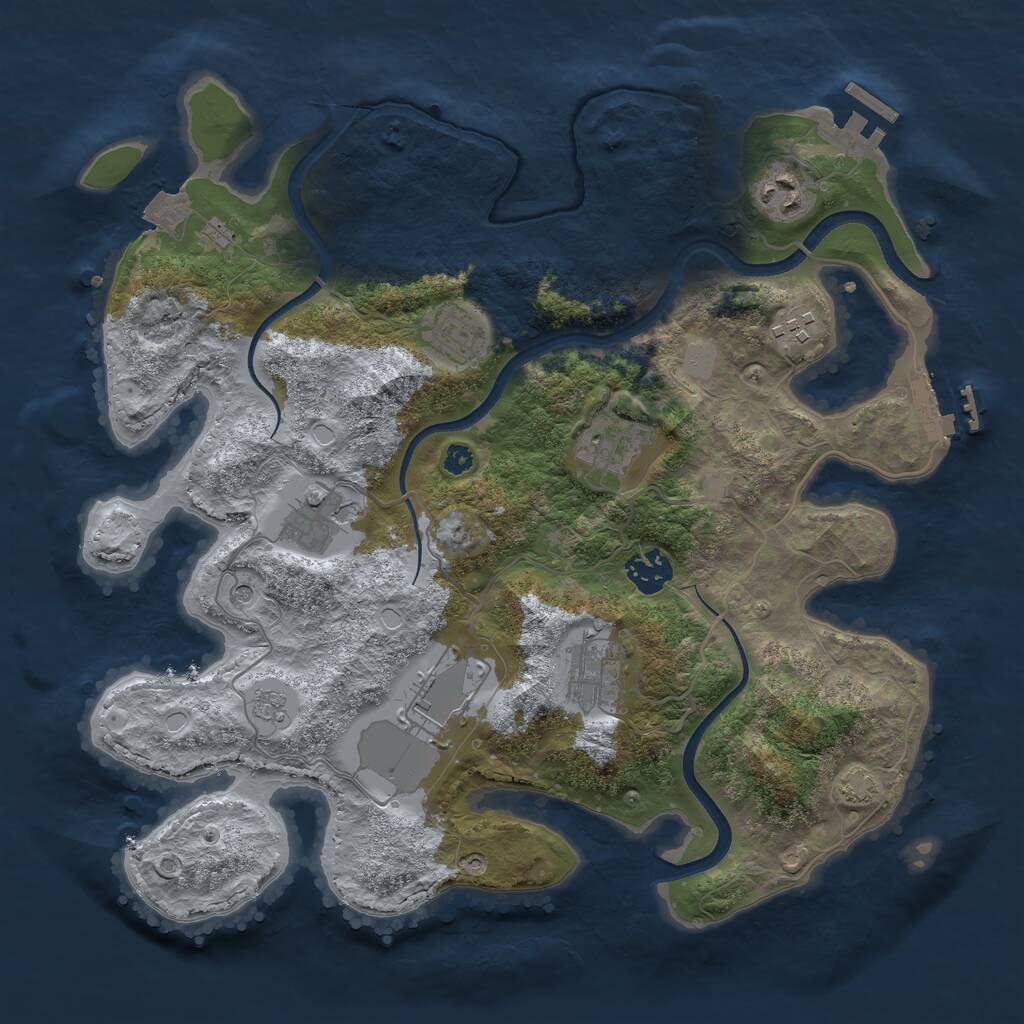 Rust Map: Procedural Map, Size: 3500, Seed: 1550667882, 14 Monuments