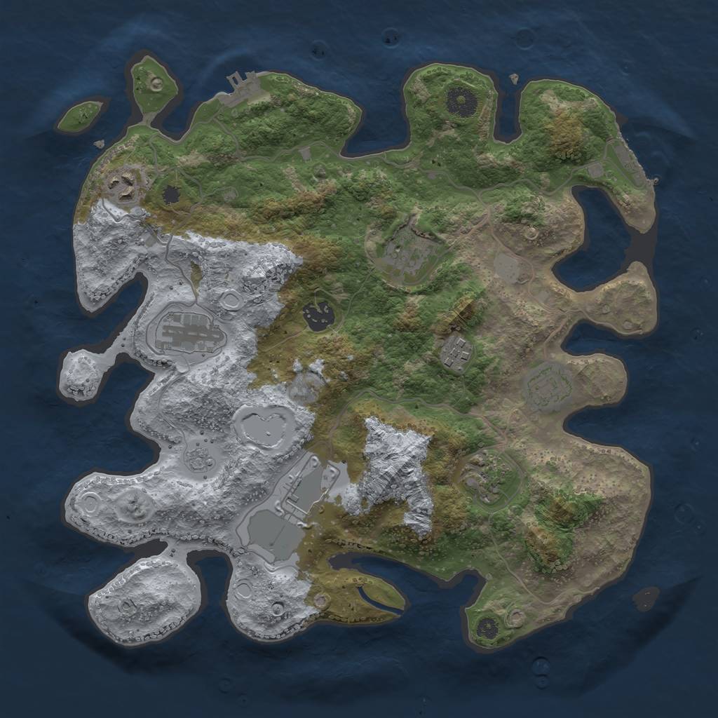 Rust Map: Procedural Map, Size: 3500, Seed: 1550667882, 16 Monuments