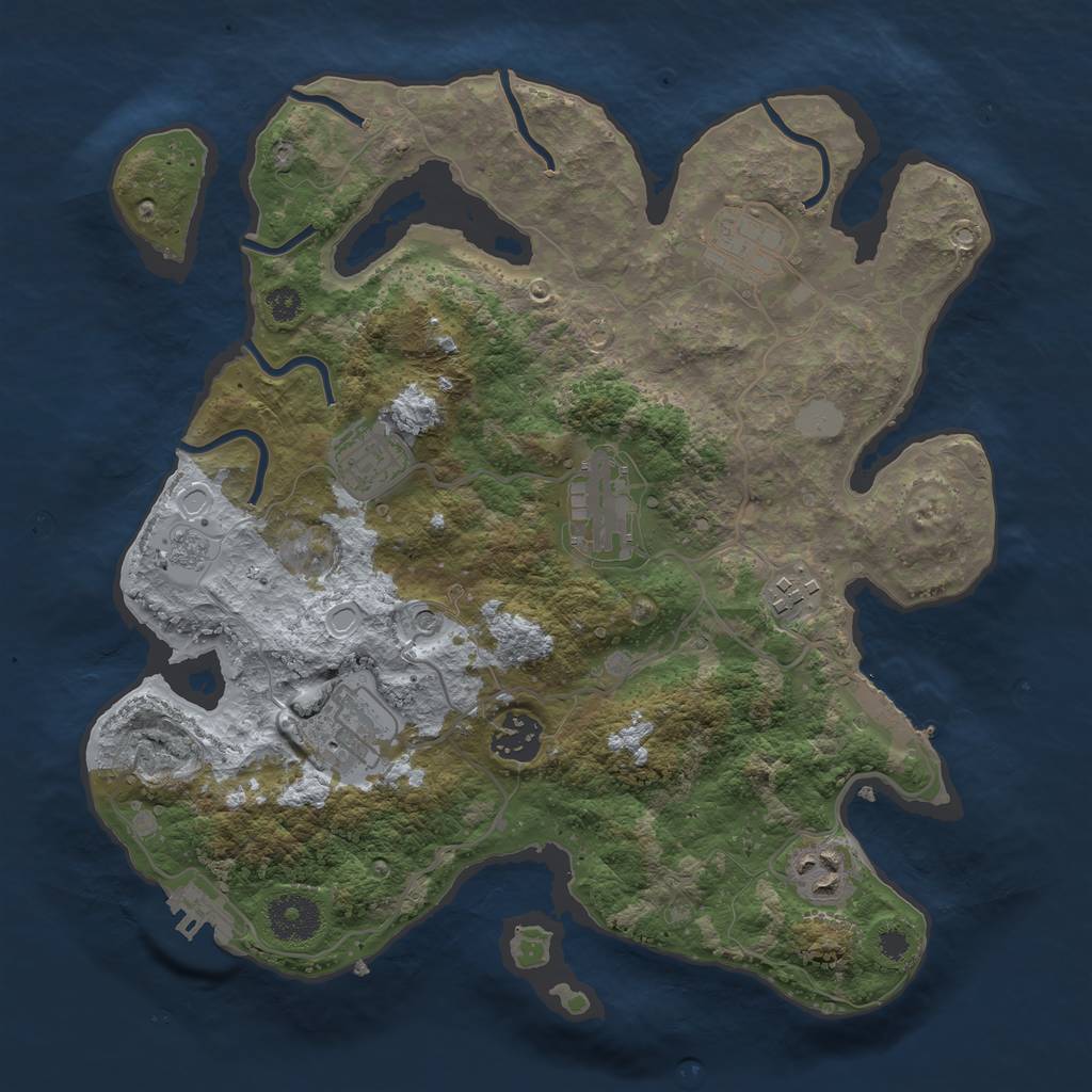Rust Map: Procedural Map, Size: 3275, Seed: 1984, 16 Monuments