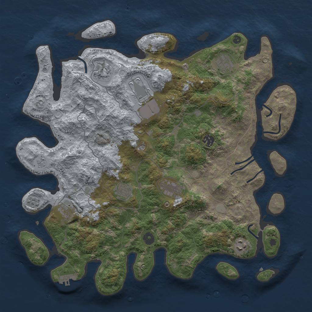 Rust Map: Procedural Map, Size: 4000, Seed: 60104, 17 Monuments