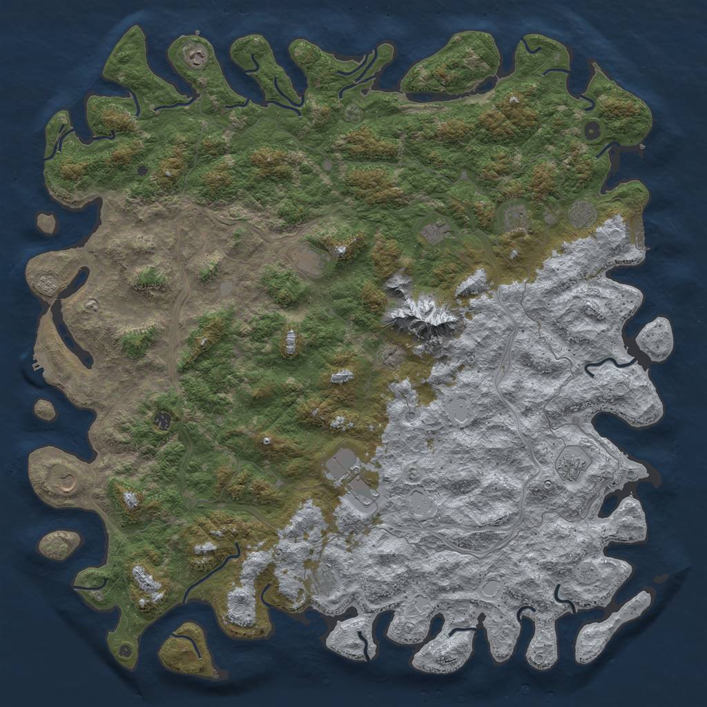 Rust Map: Procedural Map, Size: 6000, Seed: 1316117, 20 Monuments