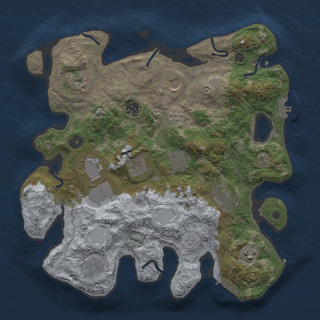 Rust Map: Procedural Map, Size: 3500, Seed: 88688, 19 Monuments
