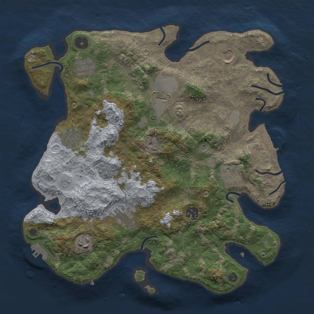 Rust Map: Procedural Map, Size: 3579, Seed: 1984, 18 Monuments