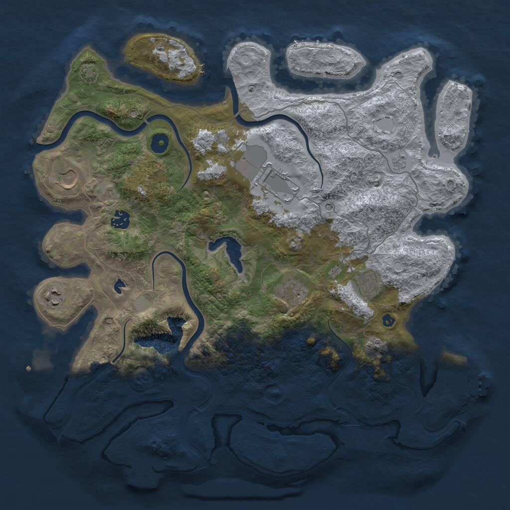 Rust Map: Procedural Map, Size: 4000, Seed: 1328362131, 13 Monuments