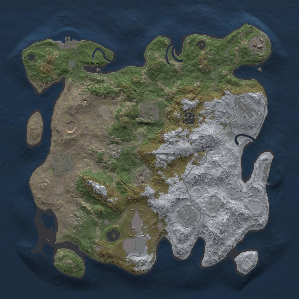 Rust Map: Procedural Map, Size: 3500, Seed: 499361957, 19 Monuments