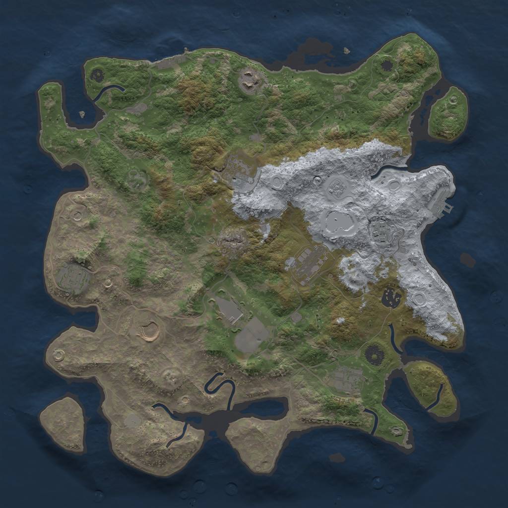 Rust Map: Procedural Map, Size: 3850, Seed: 5259607, 18 Monuments