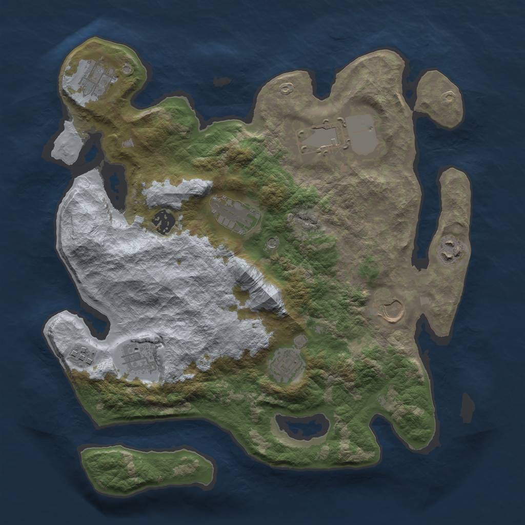 Rust Map: Barren, Size: 3500, Seed: 1194446749, 12 Monuments