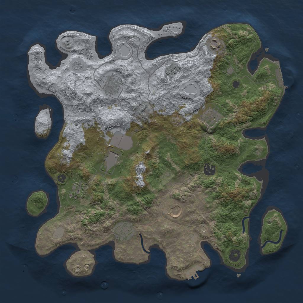 Rust Map: Procedural Map, Size: 3700, Seed: 2345, 18 Monuments