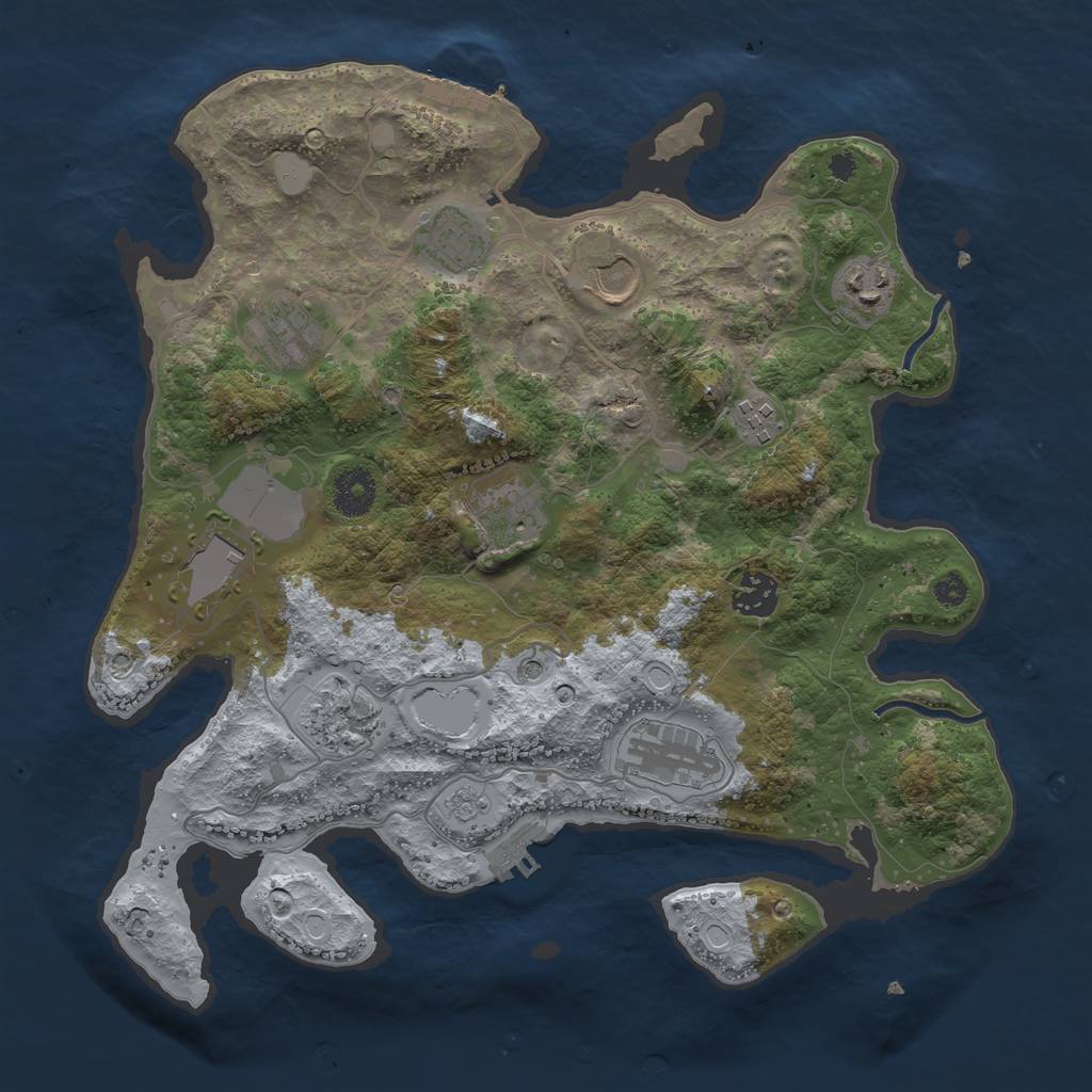 Rust Map: Procedural Map, Size: 3500, Seed: 1098260066, 19 Monuments