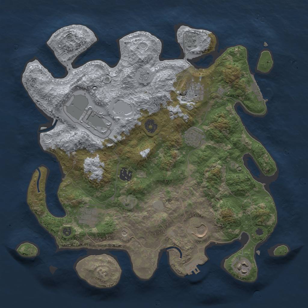 Rust Map: Procedural Map, Size: 3500, Seed: 984610163, 17 Monuments