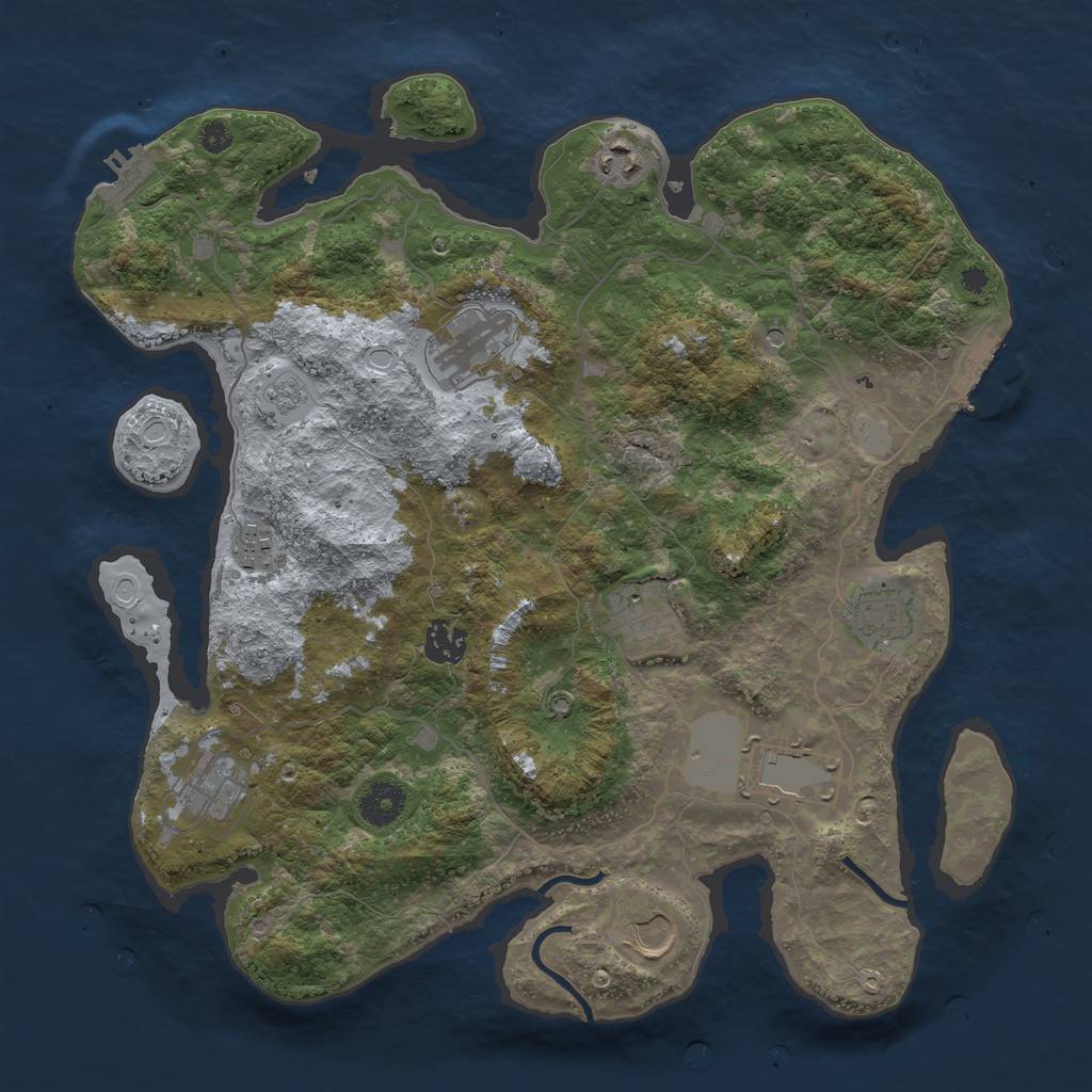 Rust Map: Procedural Map, Size: 3699, Seed: 2707, 18 Monuments