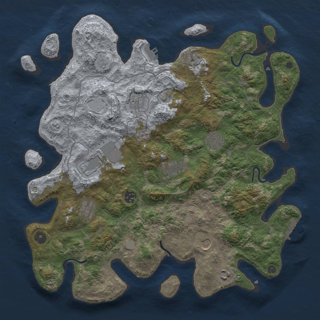 Rust Map: Procedural Map, Size: 4000, Seed: 265246233, 18 Monuments