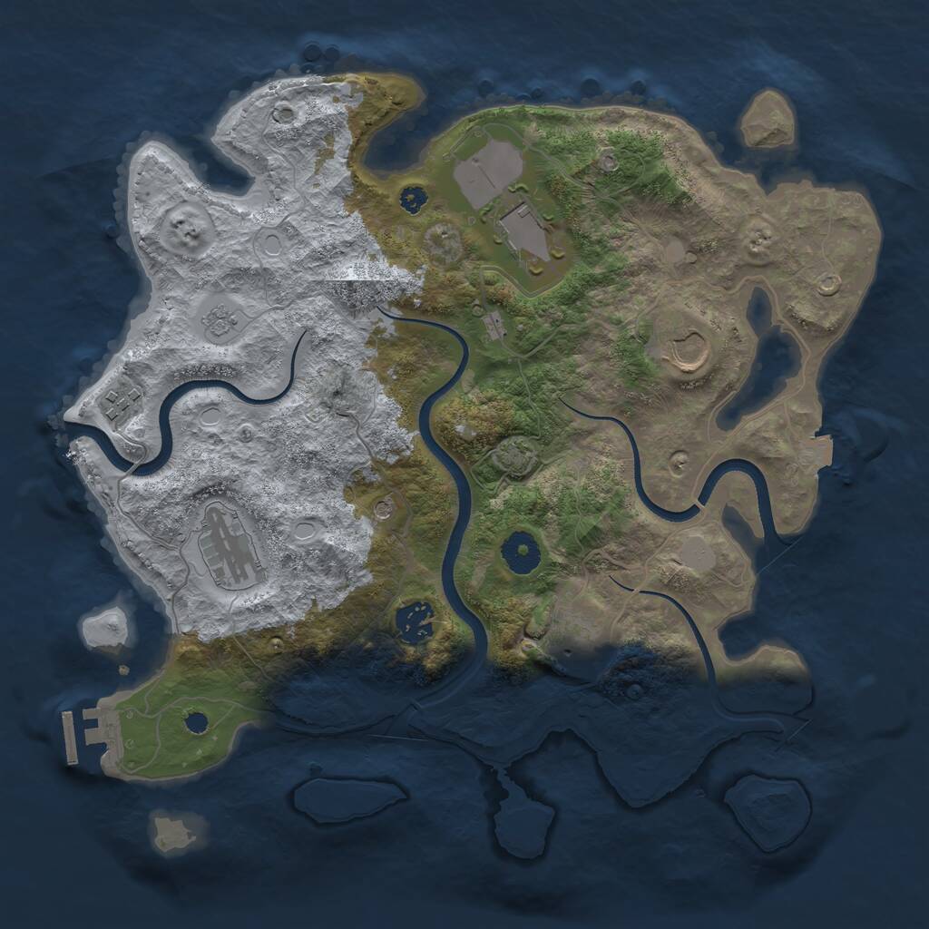 Rust Map: Procedural Map, Size: 3500, Seed: 786408207, 11 Monuments