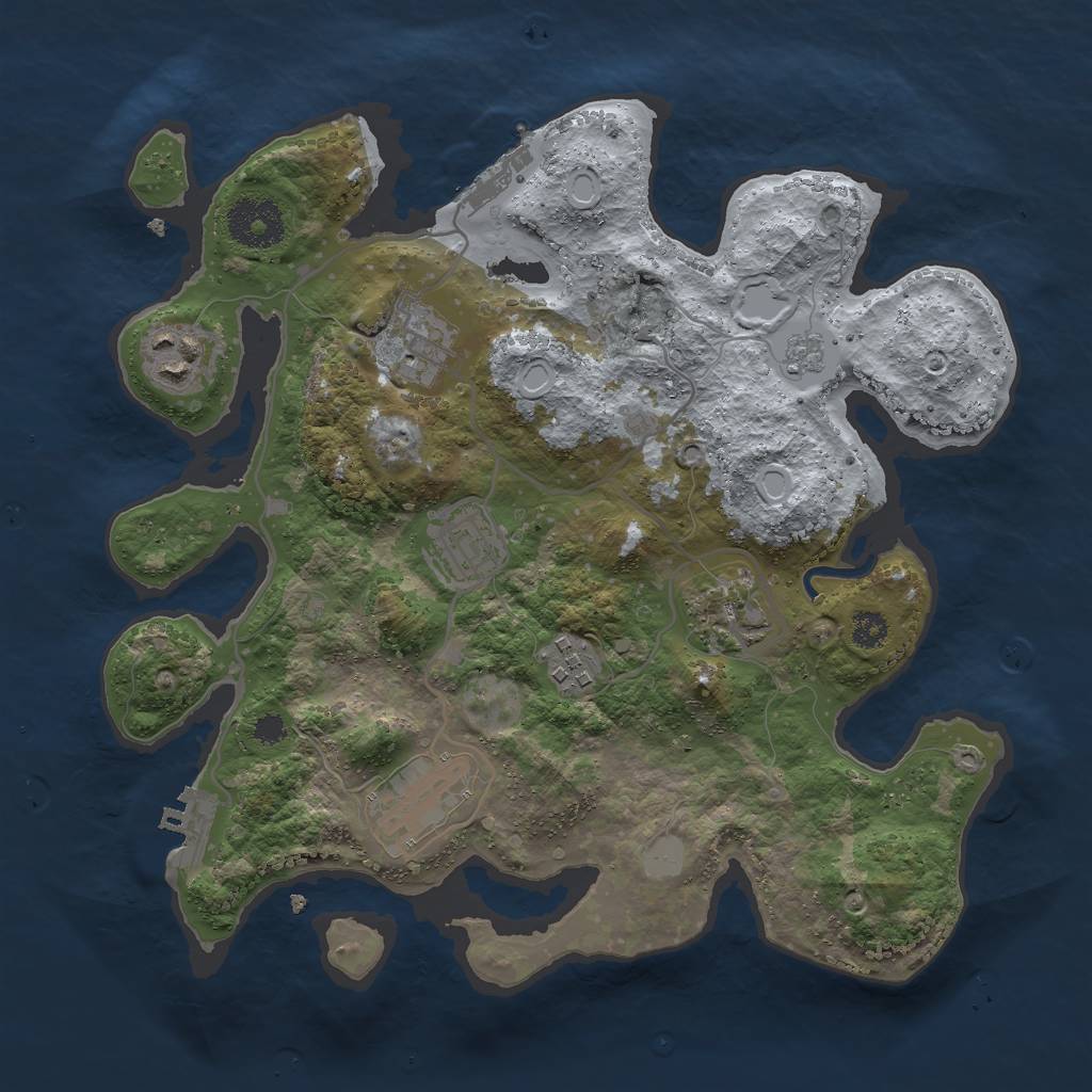 Rust Map: Procedural Map, Size: 3000, Seed: 57334, 14 Monuments