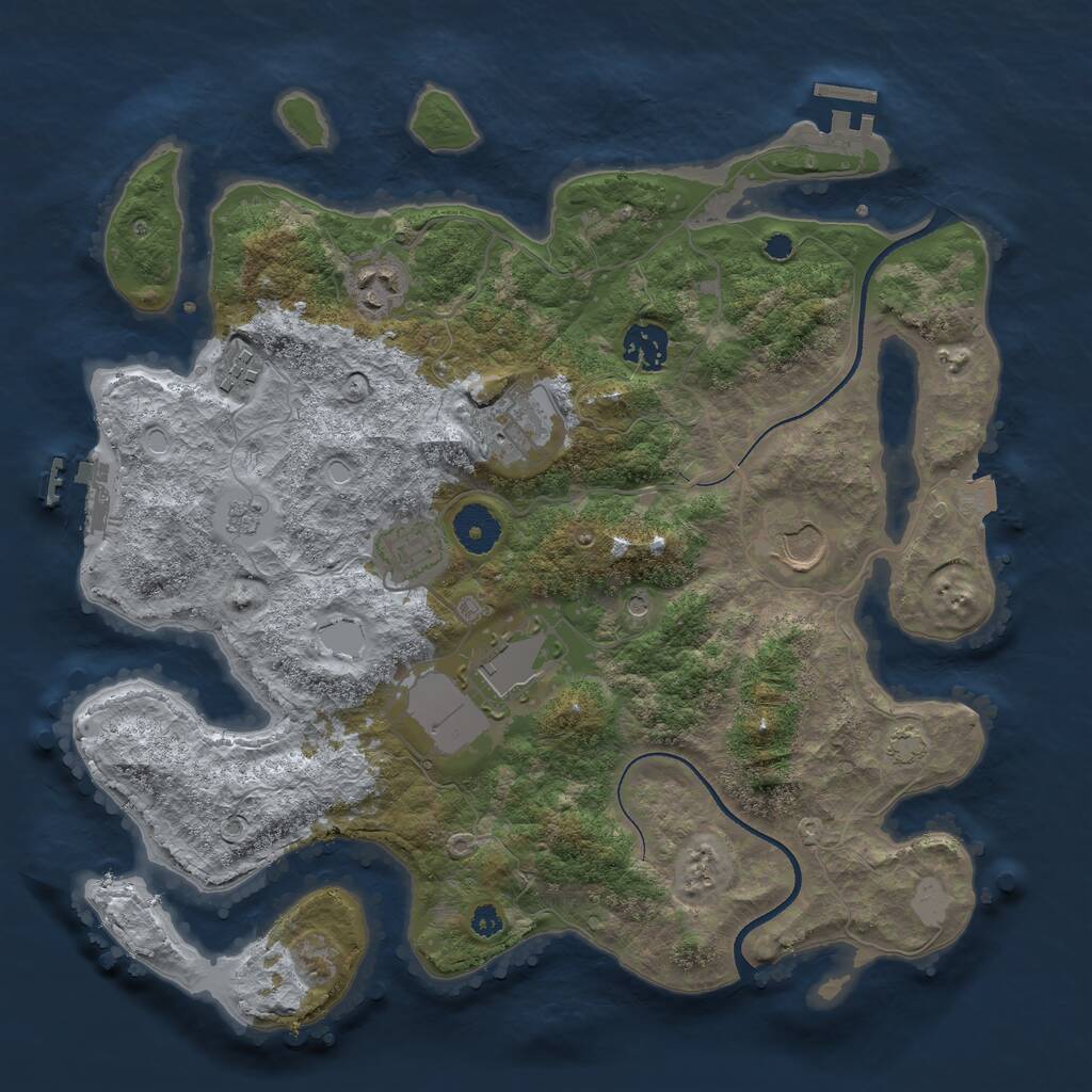 Rust Map: Procedural Map, Size: 3500, Seed: 1574332466, 13 Monuments