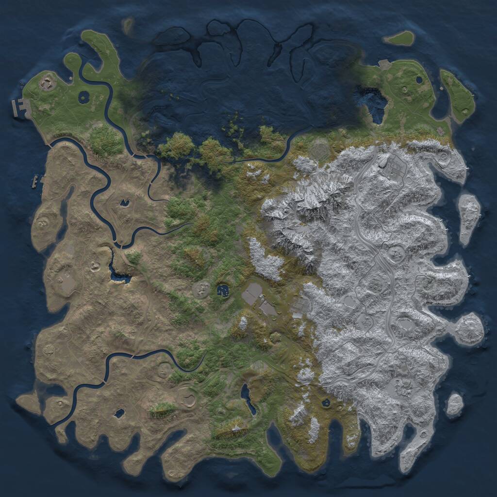 Rust Map: Procedural Map, Size: 6000, Seed: 423534435, 17 Monuments