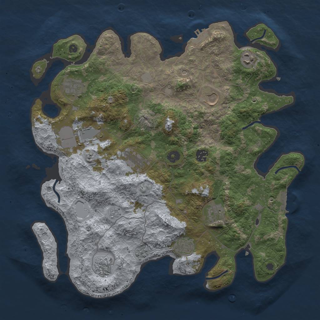 Rust Map: Procedural Map, Size: 3850, Seed: 494365631, 19 Monuments