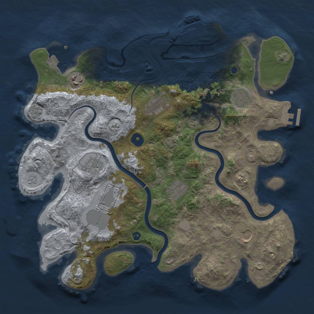 Rust Map: Procedural Map, Size: 3700, Seed: 1649861916, 14 Monuments