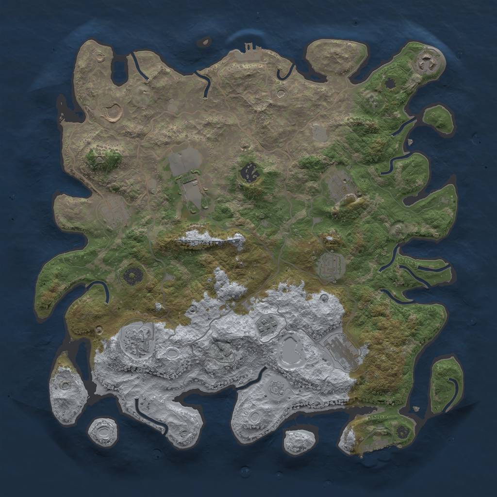 Rust Map: Procedural Map, Size: 4000, Seed: 33206005, 19 Monuments