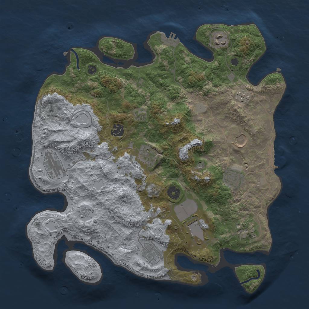 Rust Map: Procedural Map, Size: 3500, Seed: 2082511673, 19 Monuments