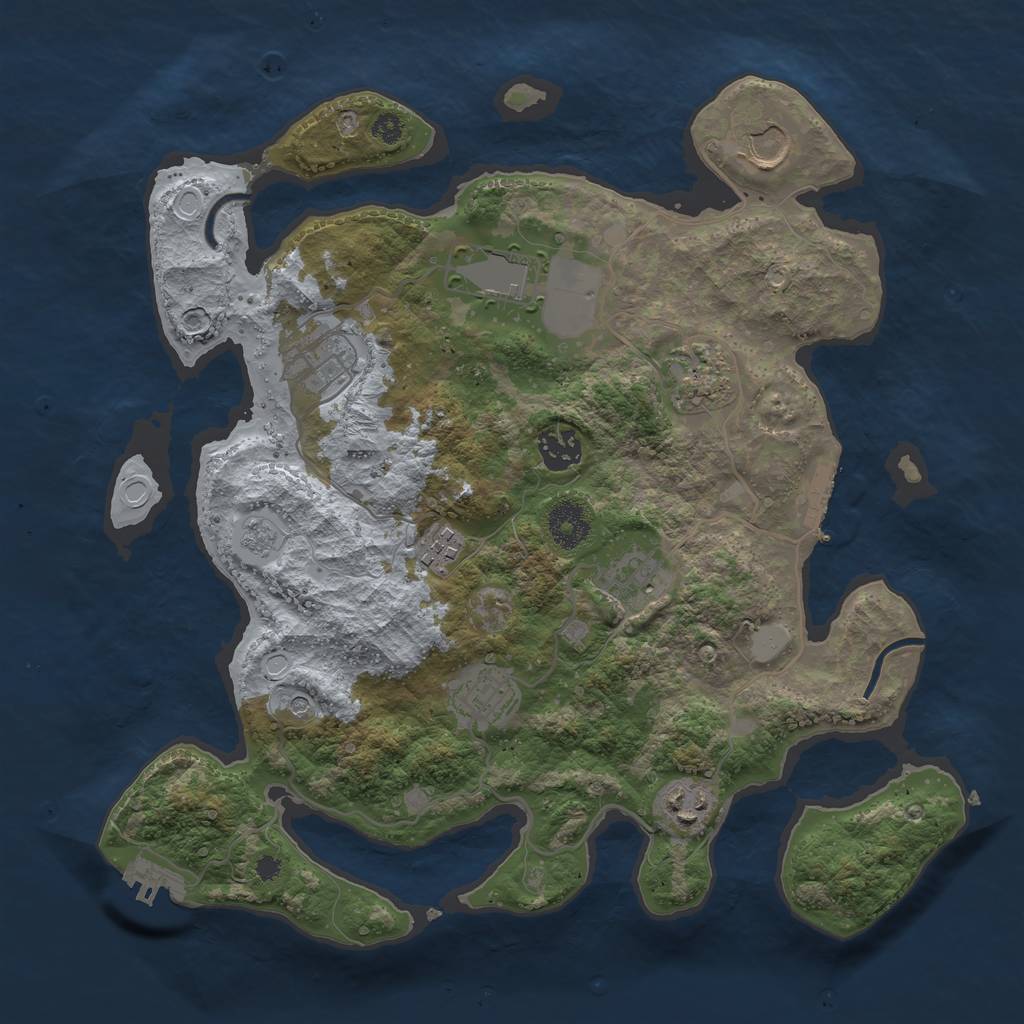 Rust Map: Procedural Map, Size: 3500, Seed: 618304555, 18 Monuments