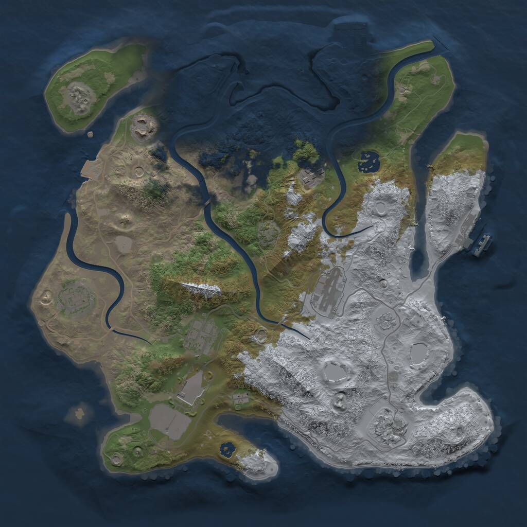Rust Map: Procedural Map, Size: 3500, Seed: 641651017, 15 Monuments