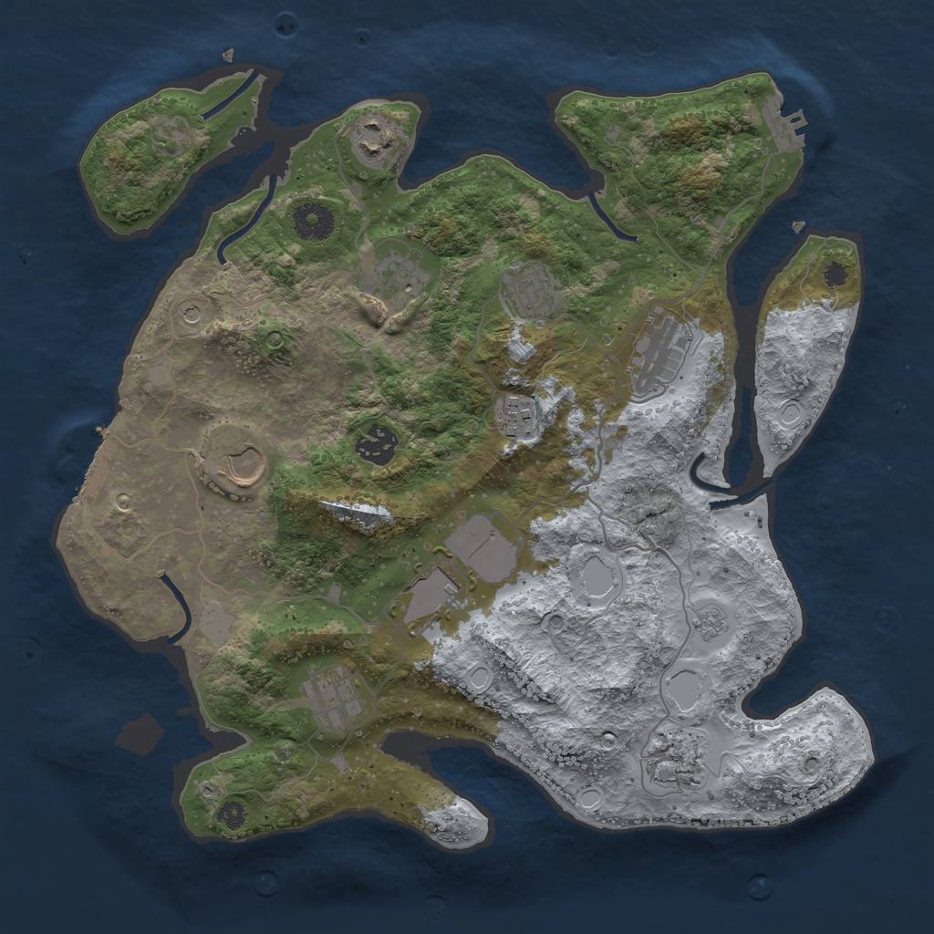 Rust Map: Procedural Map, Size: 3500, Seed: 641651017, 19 Monuments