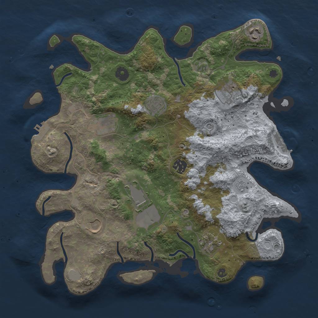Rust Map: Procedural Map, Size: 3500, Seed: 1499811336, 17 Monuments