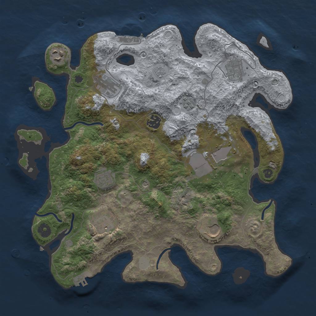 Rust Map: Procedural Map, Size: 3500, Seed: 936587473, 18 Monuments