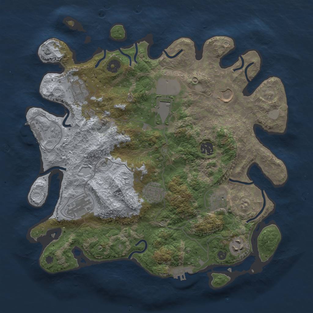 Rust Map: Procedural Map, Size: 3500, Seed: 5081, 17 Monuments