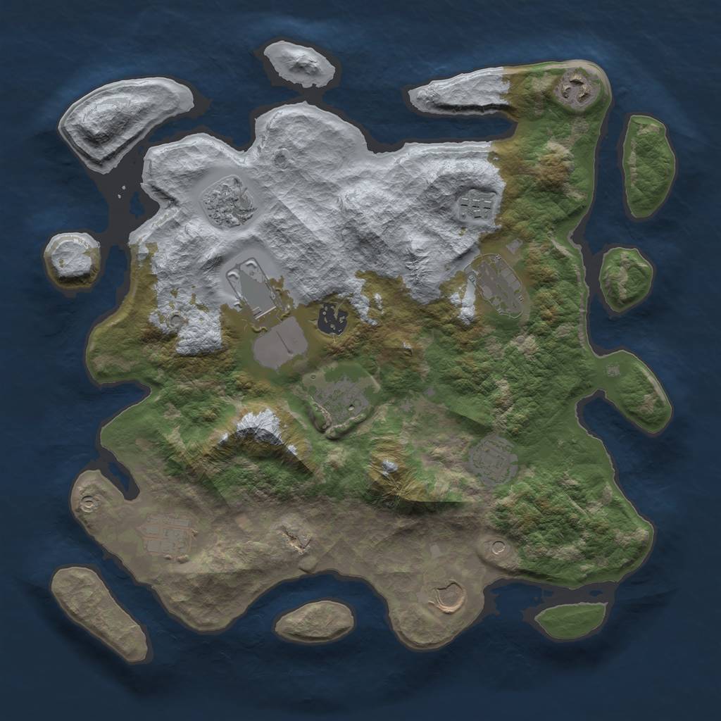 Rust Map: Barren, Size: 3500, Seed: 554651413, 13 Monuments