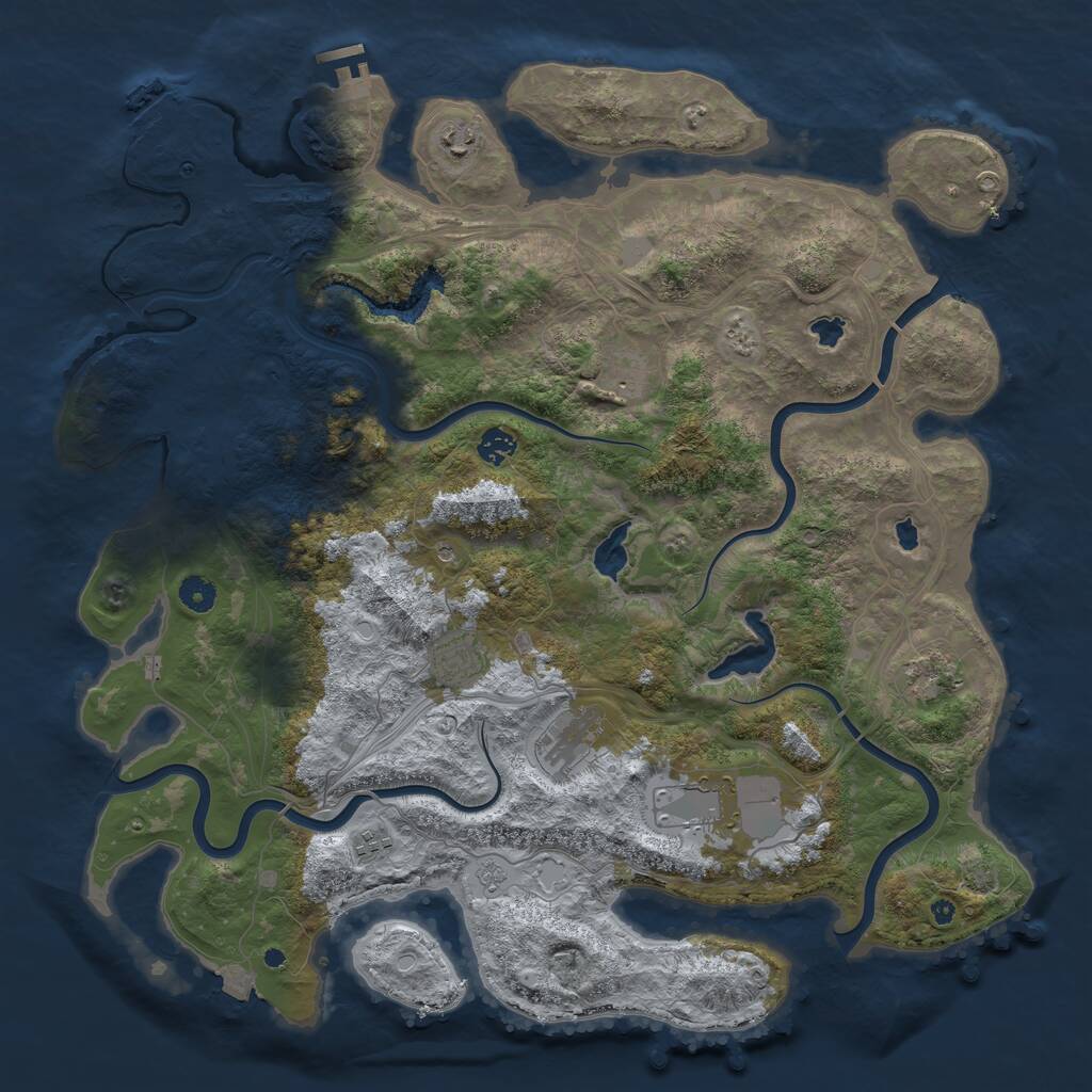Rust Map: Procedural Map, Size: 4500, Seed: 45487, 14 Monuments