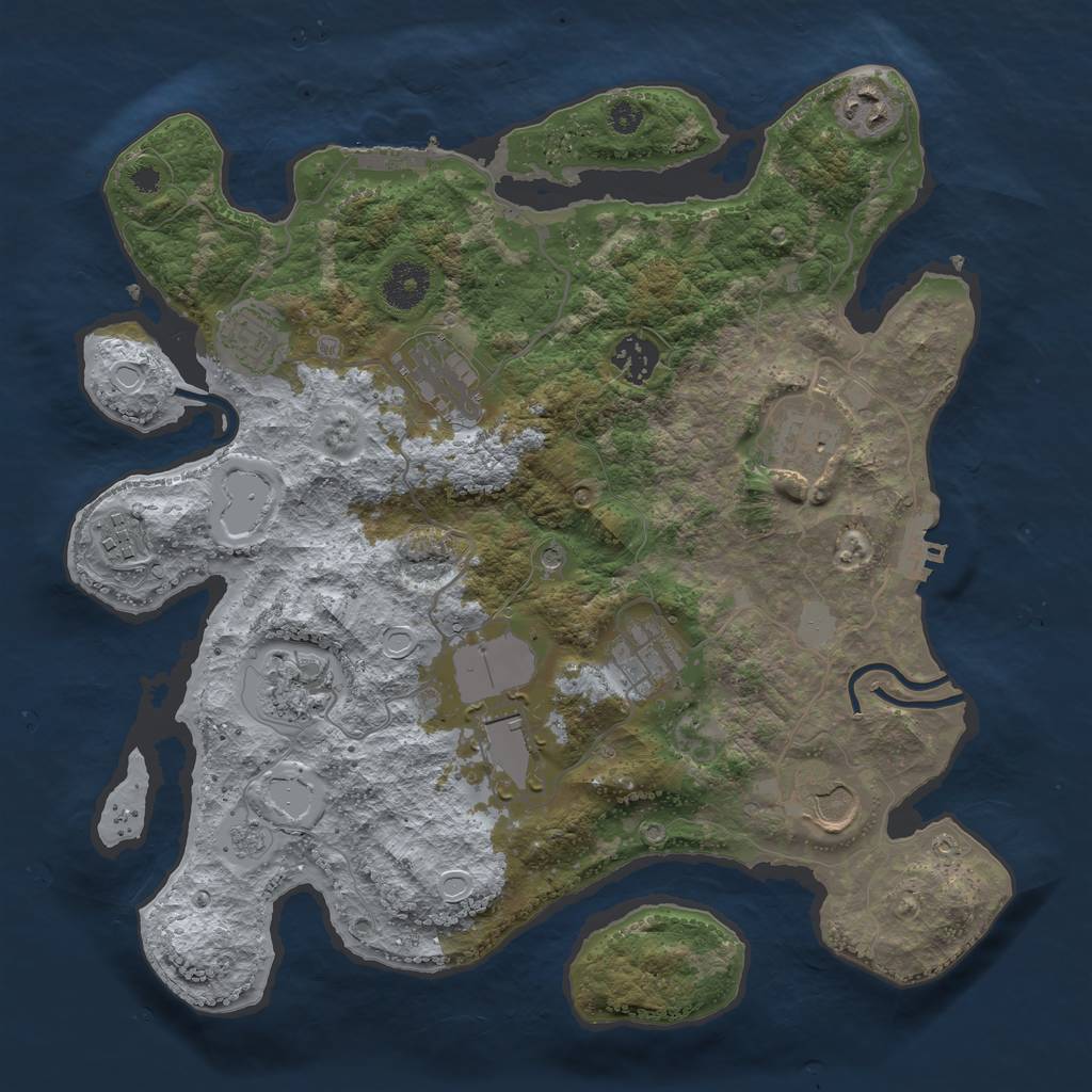Rust Map: Procedural Map, Size: 3500, Seed: 1963144700, 19 Monuments
