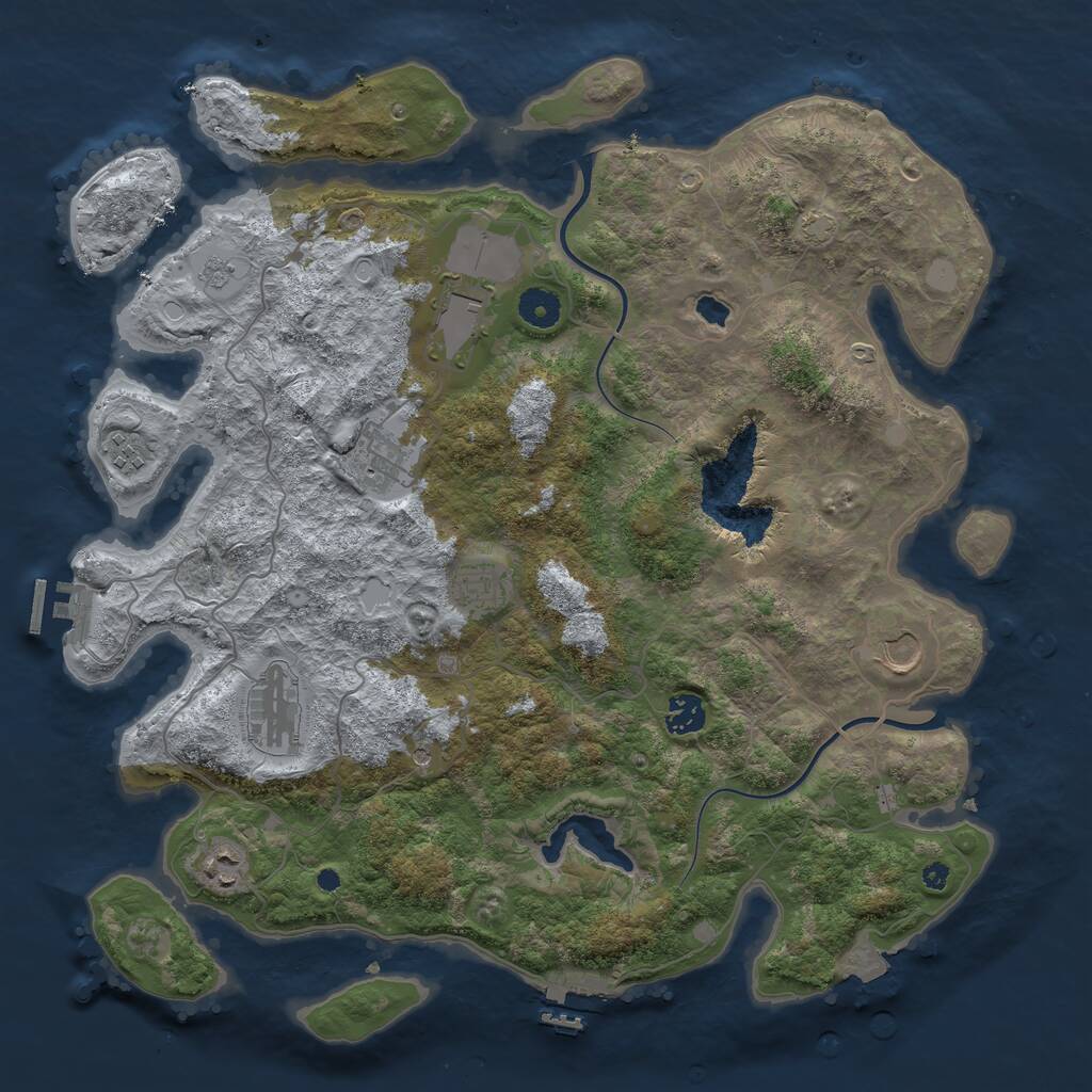 Rust Map: Procedural Map, Size: 4000, Seed: 607165120, 14 Monuments