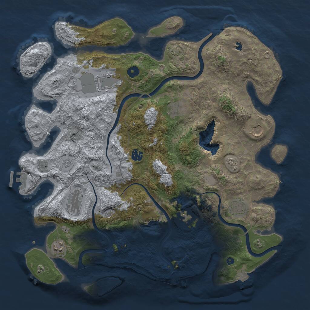Rust Map: Procedural Map, Size: 4000, Seed: 607165120, 14 Monuments