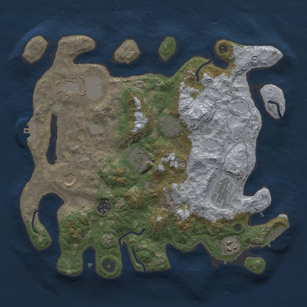 Rust Map: Procedural Map, Size: 3500, Seed: 2147483640, 16 Monuments
