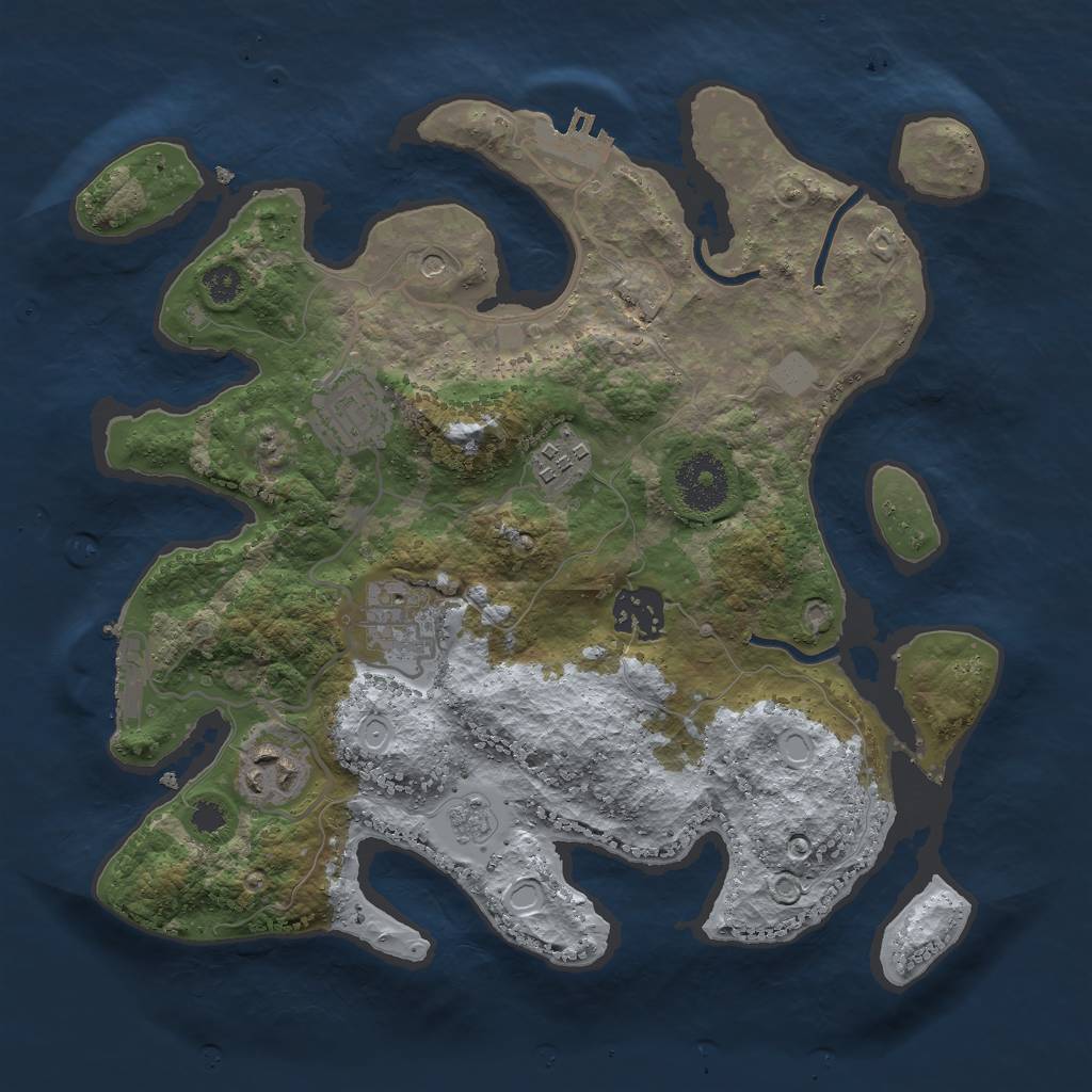 Rust Map: Procedural Map, Size: 3000, Seed: 1036472957, 14 Monuments