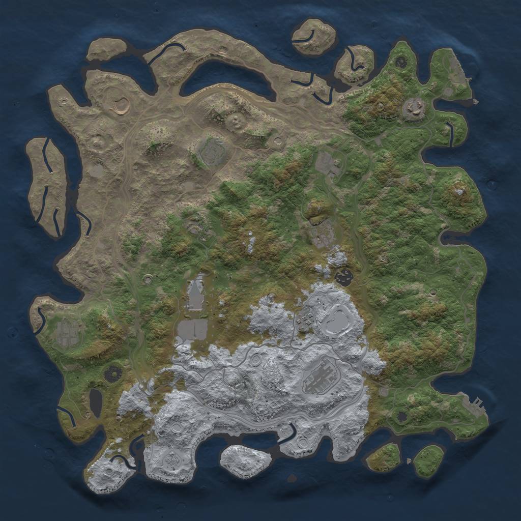 Rust Map: Procedural Map, Size: 4500, Seed: 1111111, 20 Monuments