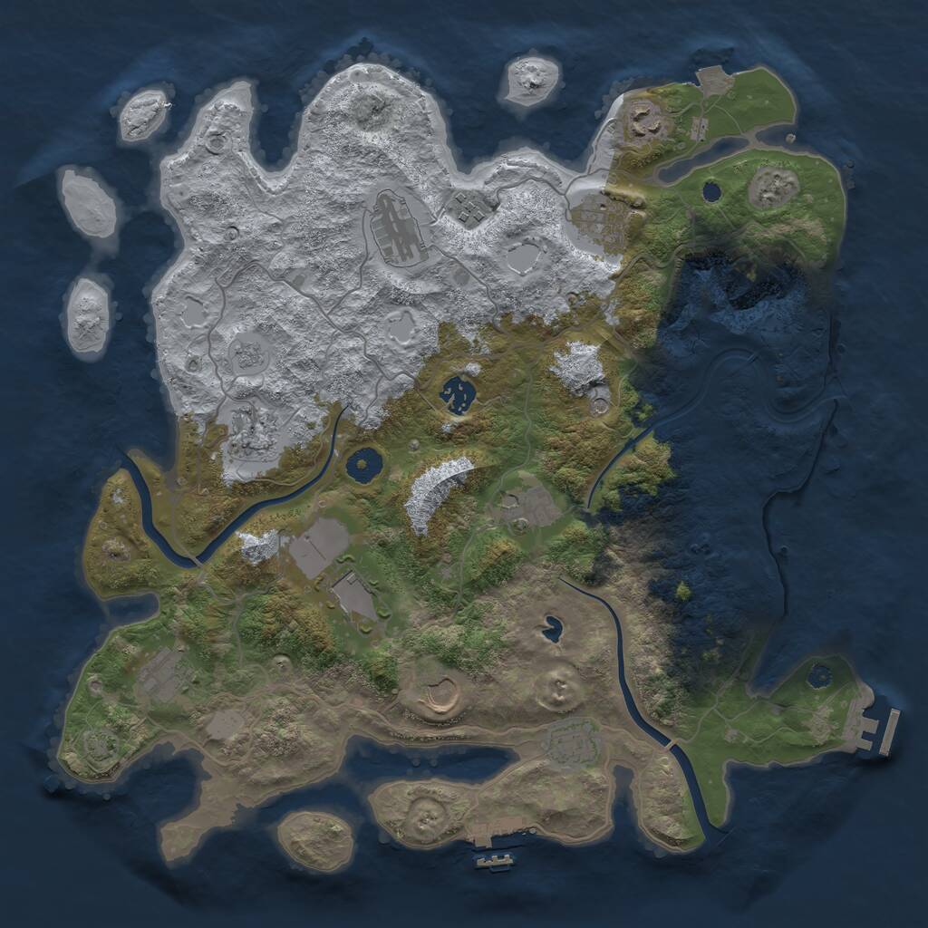 Rust Map: Procedural Map, Size: 4000, Seed: 186184109, 17 Monuments