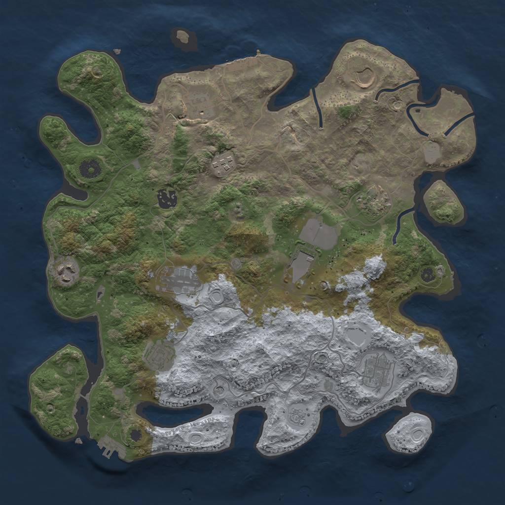 Rust Map: Procedural Map, Size: 3700, Seed: 37400320, 19 Monuments