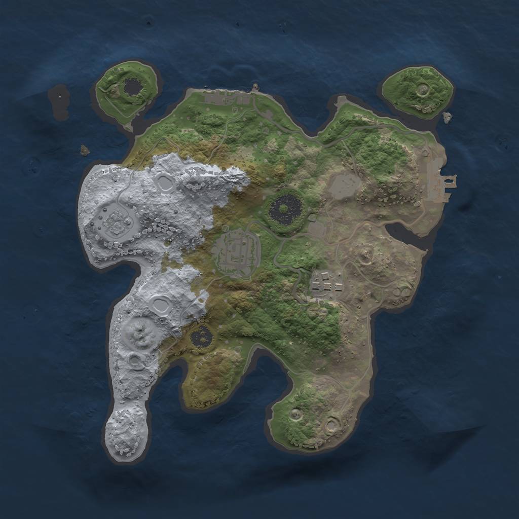 Rust Map: Procedural Map, Size: 2500, Seed: 201974752, 10 Monuments